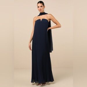 Lulu's Midnight Blue Strapless Dress